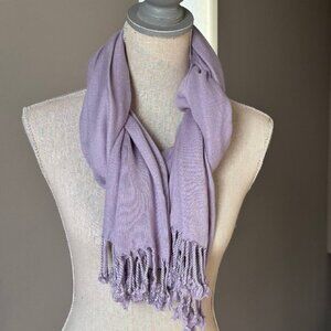 Silk Blend Multiway Scarf with Fringe in Beautiful Trendy Lilac Color